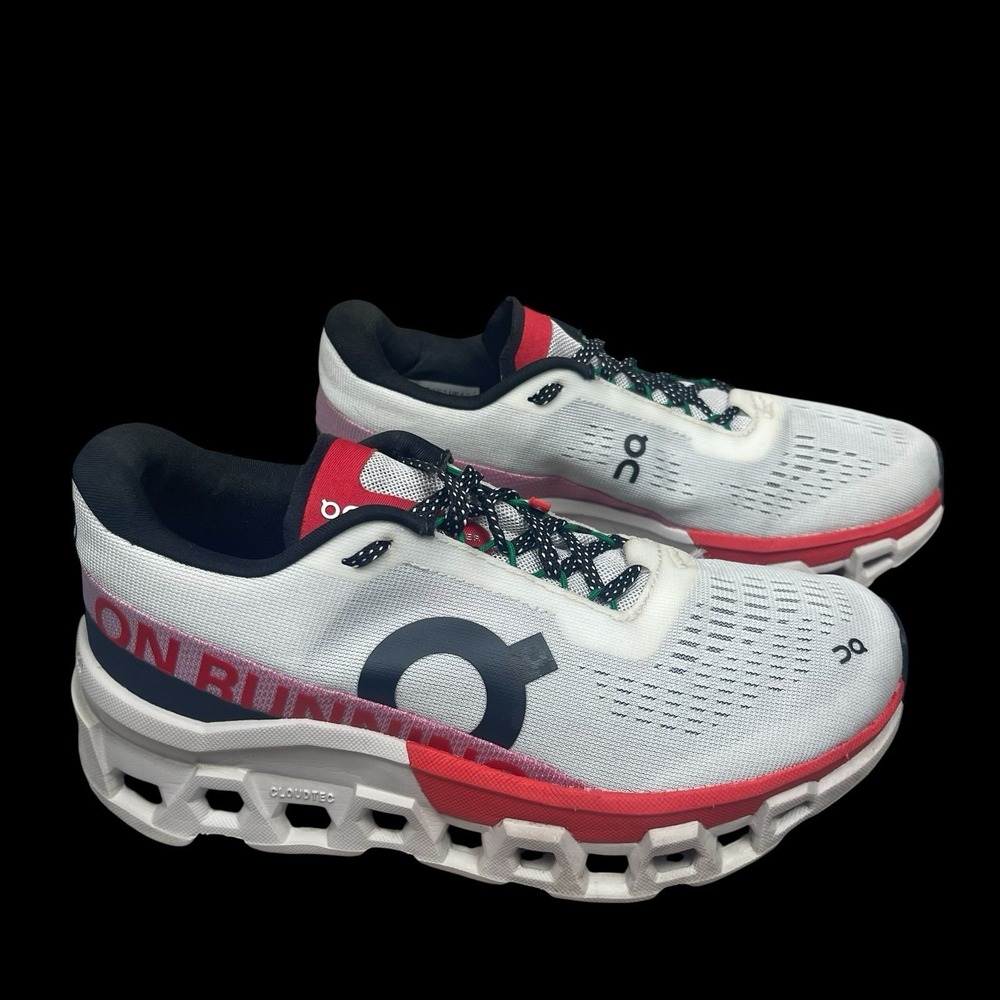 On Cloudmonster 2 Running Shoes Sneakers Womens 6.5 Ivory/Silver/Red Sports